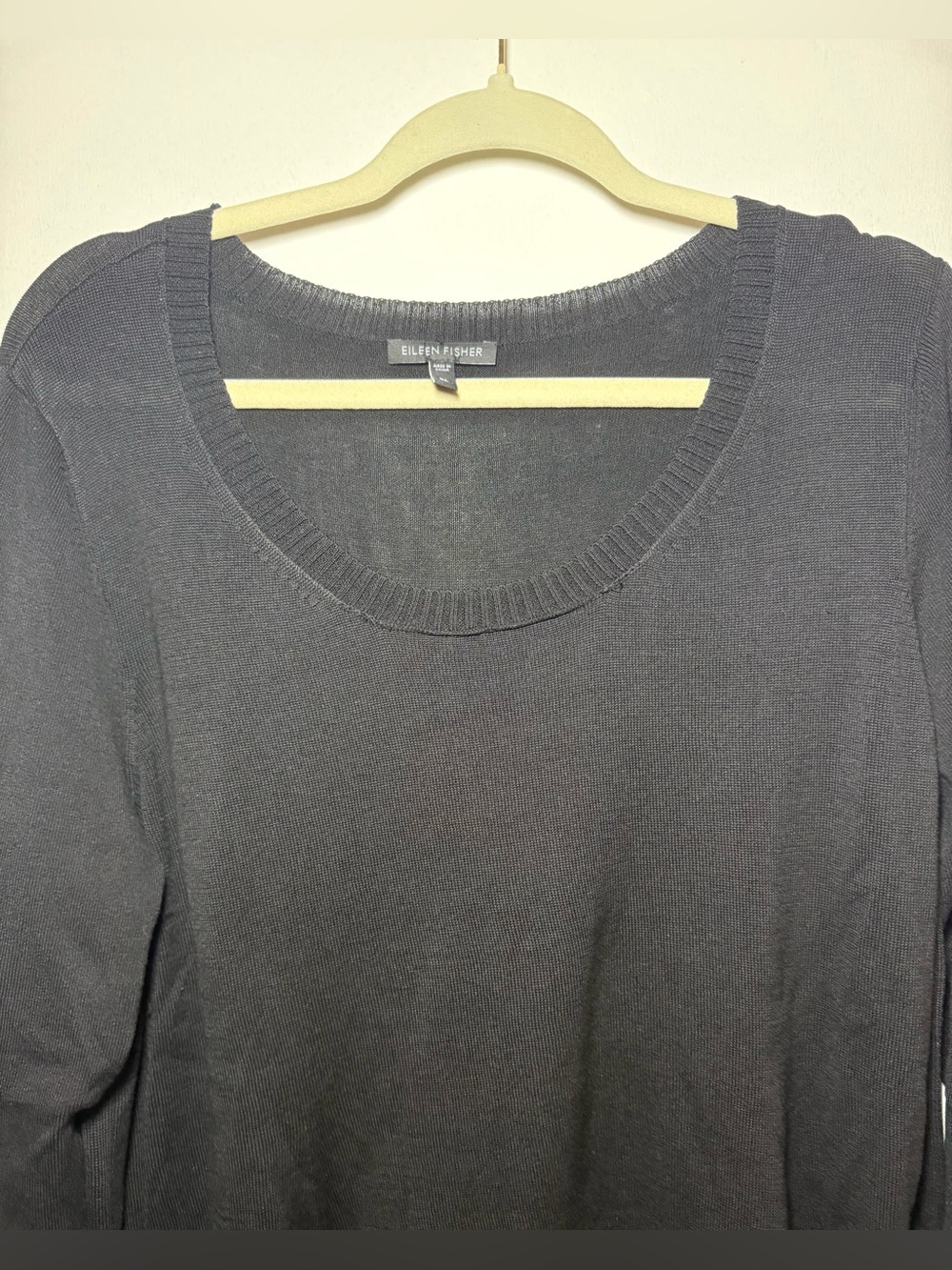 Eileen Fisher Women's Black Scoop Neck Knit Pullover Sweater Silk Blend Size XL - Picture 2 of 9